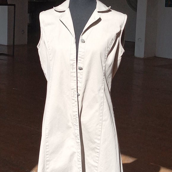 Thick cotton/denim cream button down maxi dress - Picture 4 of 6